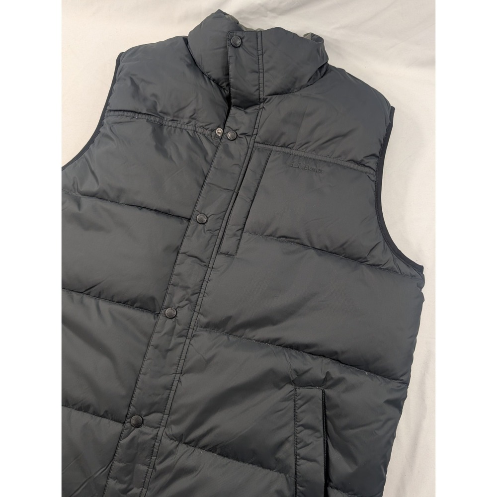 LL Bean Goose Down Vest Mens Thick Large Tall Black Puffer Reversible Insulated